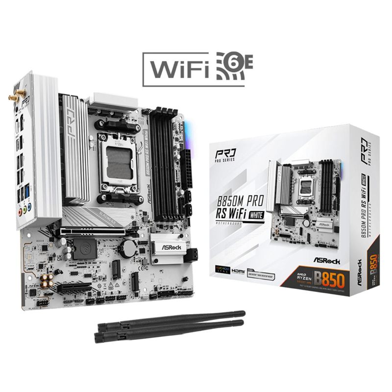 MOTHERBOARD ASROCK B850M PRO RS WIFI WHITE AM5