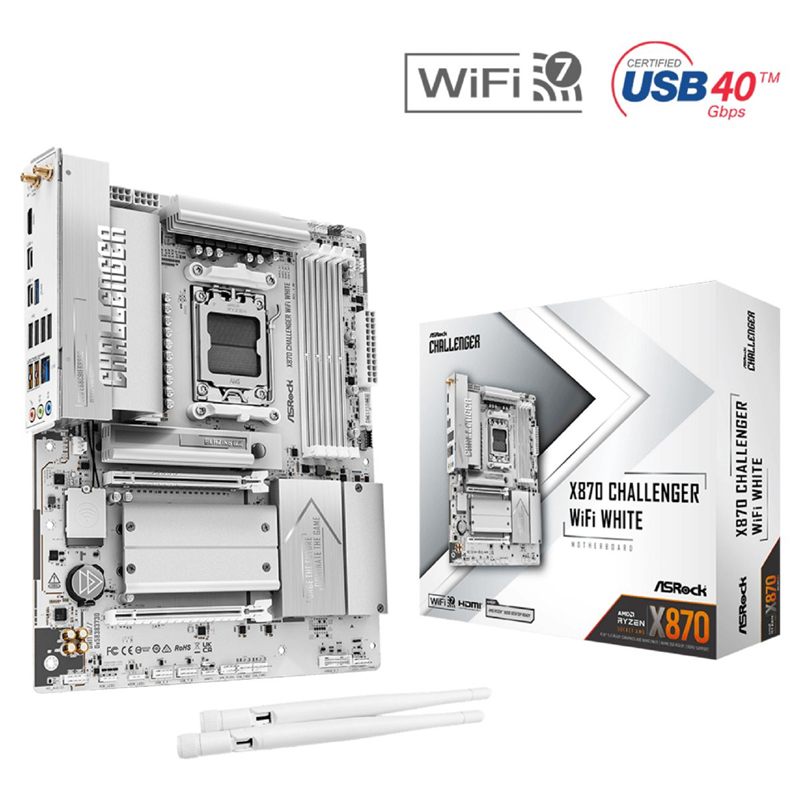 MOTHERBOARD ASROCK X870 CHALLENGER WIFI WHITE AM5