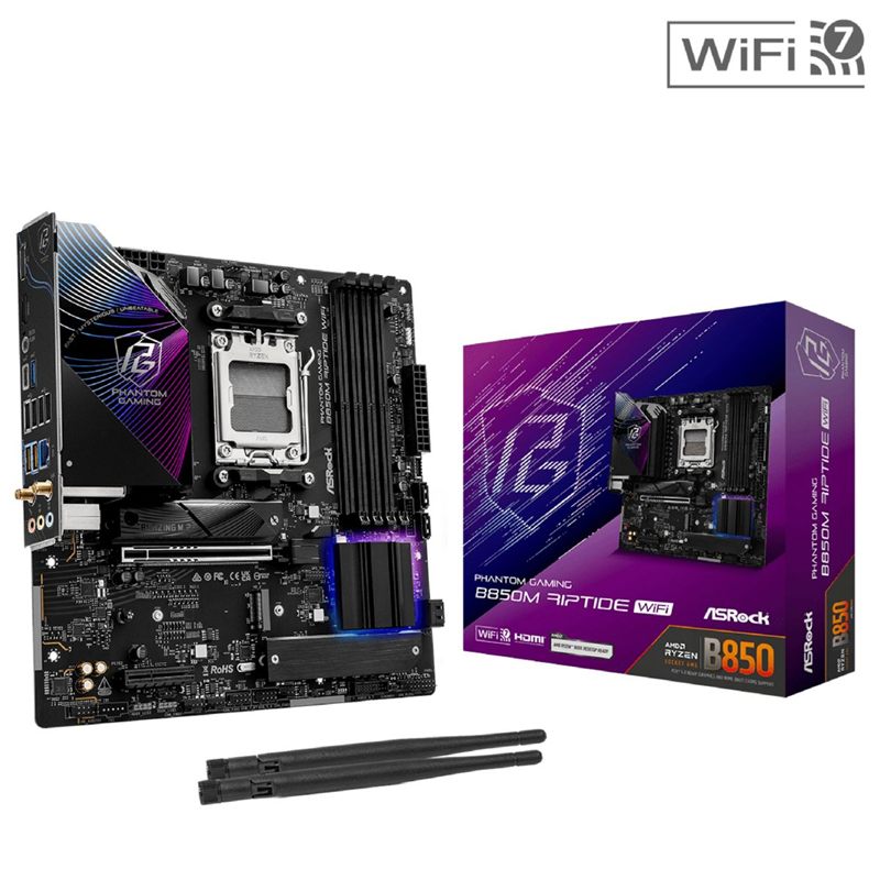 MOTHERBOARD ASROCK B850M RIPTIDE WIFI DDR5 AM5